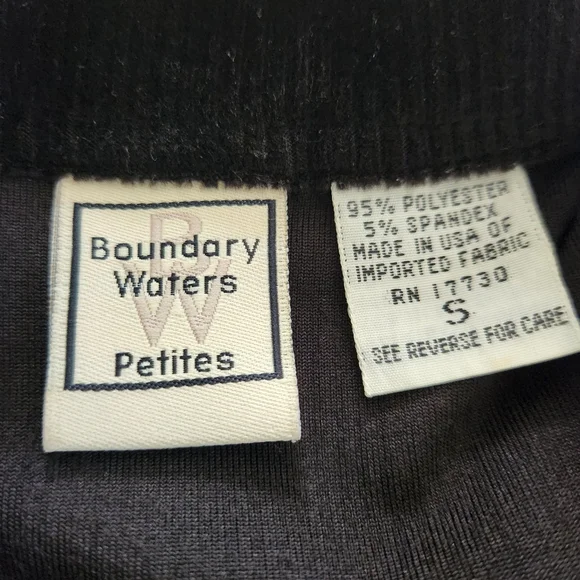 BOUNDARY WATERS PETITE SMALL BLACK PLUSH POLY RIBBED BUTTON-FRONT WOMEN'S SHIRT - Picture 2 of 4